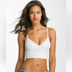 Intimately FREE PEOPLE Longline stretch crop Bralette Size S white Never worn